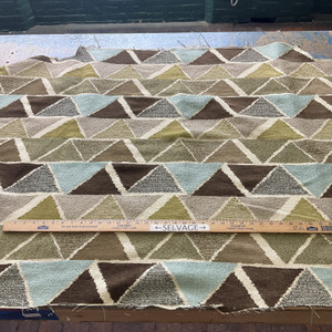 Canron in Spring | Triangle Geometric in Green / Brown / Blue | Upholstery Fabric | Regal Fabrics Brand | 54" Wide | By the Yard