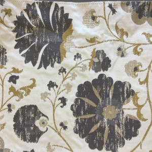 Farah in Grey | Jacobean Floral Grey / Yellow / Beige | Upholstery Fabric | Regal Fabrics Brand | 54" Wide | By the Yard