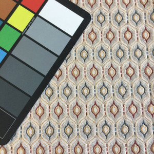 Gabby in Haze | Contemporary Ogee in Off-White / Red / Blue | Upholstery Fabric | Regal Fabrics Brand | 54" Wide | By the Yard