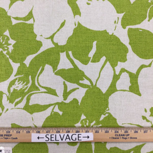 Peony in Lime | Silhouette Floral in Green and Beige | Upholstery / Drapery Fabric | P/Kaufmann | 54" Wide | By the Yard