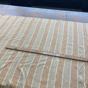 Sunda in Sage | Linen-Like Vertical Stripes in Green and Tan | Upholstery / Drapery Fabric | P/Kaufmann | 54" Wide | By the Yard
