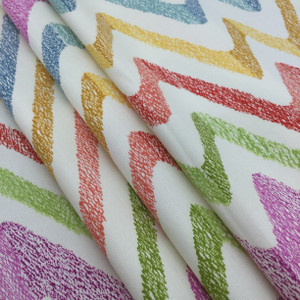 Stitch Chevron in Tutti Frutti | Red / Yellow / Green / Purple / Blue | Home Decor Fabric | P/Kaufmann | 54" Wide | By the Yard