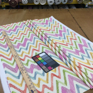 Stitch Chevron in Tutti Frutti | Red / Yellow / Green / Purple / Blue | Home Decor Fabric | P/Kaufmann | 54" Wide | By the Yard