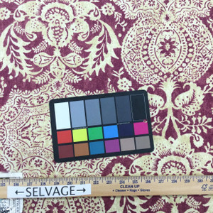 Shalimar Resist in Prune | Batik Damask in Purple and Beige | Upholstery / Drapery Fabric | The Williamsburg Collection | 54" Wide | By the Yard