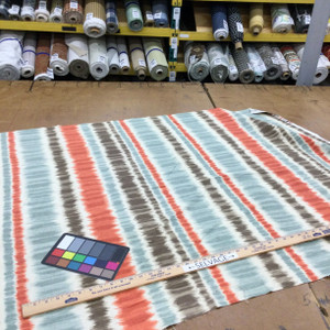 Merson in Scarlet | Ikat Stripes in Red / Blue-Grey / Brown | Upholstery / Drapery Fabric | Braemore | 54" Wide | By the Yard