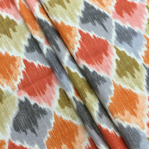 Baroque Bargello in Clay | Diamonds in Orange / Red / Grey | Upholstery / Drapery Fabric | Waverly | 54" Wide | By the Yard