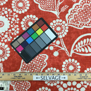 Garden Craft in Scarlet | Batik Floral in Red and White | Upholstery / Drapery Fabric | P/Kaufmann | 54" Wide | By the Yard