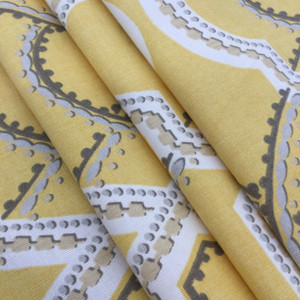 Turnabout in Gold | Decorative Lattice in Yellow / Grey / White | Upholstery / Drapery Fabric | P/Kaufmann | 54" Wide | By the Yard