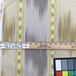 Persian Path in Fog | Striped Design in Tan / Grey / Chartreuse | Upholstery / Drapery Fabric | P/K Lifestyles | 54" Wide | By the Yard