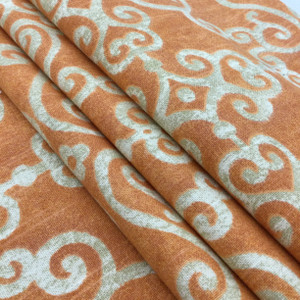 Tendril in Chili | Scrollwork in Orange and Beige | Upholstery / Drapery Fabric | P/K Lifestyles | 54" Wide | By the Yard