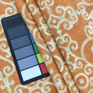 Tendril in Chili | Scrollwork in Orange and Beige | Upholstery / Drapery Fabric | P/K Lifestyles | 54" Wide | By the Yard