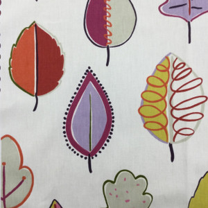 Leaf Glossary in Rainbow | Modern Leaf Print in Green / Pink / Orange / Yellow | Upholstery / Drapery Fabric | P/Kaufmann | 54" Wide | By the Yard
