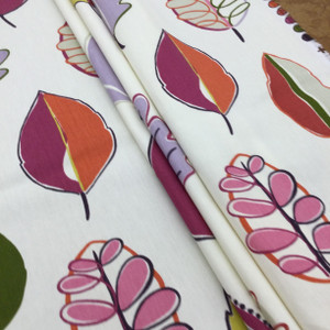 Leaf Glossary in Rainbow | Modern Leaf Print in Green / Pink / Orange / Yellow | Upholstery / Drapery Fabric | P/Kaufmann | 54" Wide | By the Yard