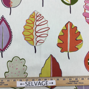 Leaf Glossary in Rainbow | Modern Leaf Print in Green / Pink / Orange / Yellow | Upholstery / Drapery Fabric | P/Kaufmann | 54" Wide | By the Yard