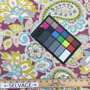 Ollie in Berry | Paisley Floral in Purple / Blue / Green | Upholstery / Drapery Fabric | P/Kaufmann | 54" Wide | By the Yard