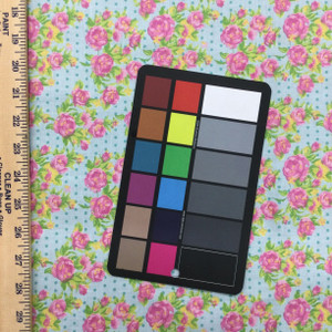 Rose Floral Quilting Fabric | Light Blue / Pink / Green | 100% Cotton | 44" Wide | By the Yard