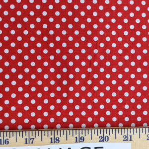 Polka Dot Quilting Fabric | Red and White | 100% Cotton | 44" Wide | By the Yard