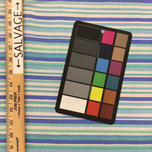 Striped Quilting Fabric | Blue / Green / White | 100% Cotton | 44" Wide | By the Yard