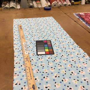 Dogs and Paws Quilting Fabric | Light Blue / White / Black / Red | 100% Cotton | 44" Wide | By the Yard