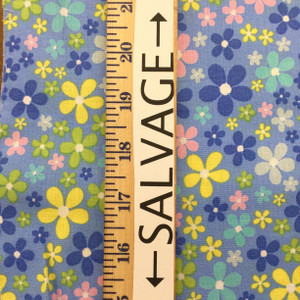 100% Cotton Quilting Fabric | Groovy Flowers in Blue Yellow Green | 44" Wide | By The Yard