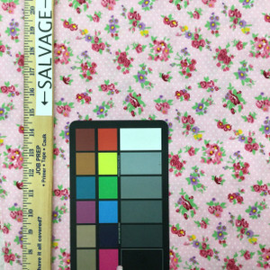 100% Cotton Quilting Fabric | White Polka Dot Pink Purple Floral  | 44" Wide | By The Yard