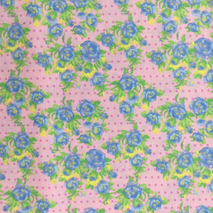 100% Cotton Quilting Fabric | Pink Blue Green Polka Dot Floral | 44" Wide | By The Yard