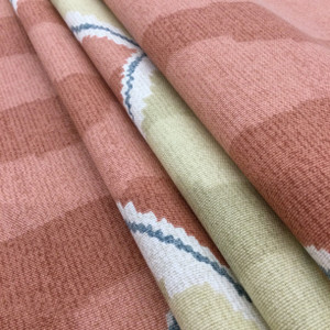 Gustavian in Prairie | Diamond Geometric in Salmon and Khaki | Upholstery / Drapery Fabric | Robert Allen | 54" Wide | By the Yard