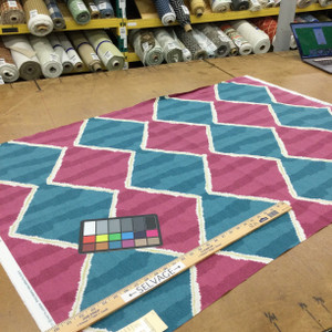 Gustavian in Everglade | Diamond Geometric in Plum and Teal Green | Upholstery / Drapery Fabric | Robert Allen | 54" Wide | By the Yard