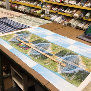 Sand Dunes in Multi | Ocean Landscape Panel in Blue and Green | Home Decor Fabric | 54" Wide