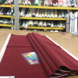 Reef in Merlot | Leafy Twigs Design in Dark Red | Flocked Velvet Fabric | Upholstery | 54" Wide | By the Yard