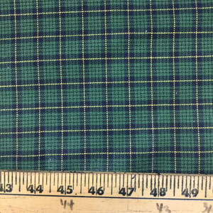 Green Check Plaid Curtain and Light Upholstery Fabric | 54"W | BTY | Cotton