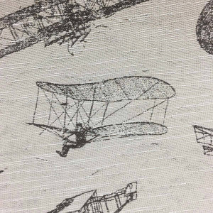 Regal | Flying Machines | Dusk | Jacquard Sketch Aircraft Upholstery Fabric