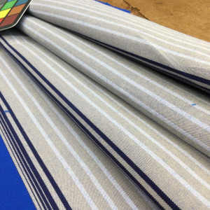 Vintage Stripes in Royal Blue / Taupe / Navy | Outdoor Awning / Marine Fabric | Sunbrella-like | 46" Wide | By the Yard | Waterproof