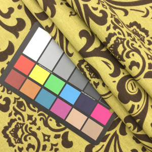 Damask in Olive Green and Brown | Home Decor / Drapery Fabric | 54" Wide | By the Yard