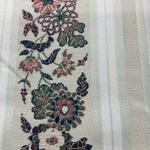 Vintage Floral Stripe in Off-White / Green / Pink | Upholstery Fabric | 54" Wide | By the Yard