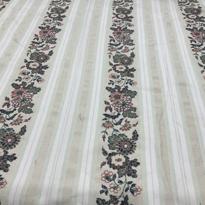 Vintage Floral Stripe in Off-White / Green / Pink | Upholstery Fabric | 54" Wide | By the Yard