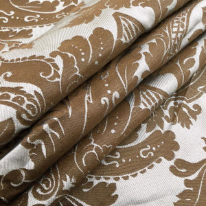 Lotus Damask in Blue / Brown | Upholstery / Drapery Fabric | 54" Wide | By the Yard