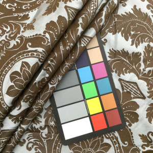 Lotus Damask in Blue / Brown | Upholstery / Drapery Fabric | 54" Wide | By the Yard