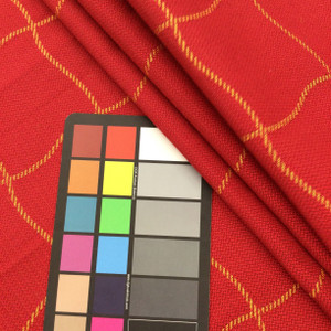 Wavy Grid in Red and Yellow | Upholstery / Slipcover Fabric | 54" Wide | By the Yard