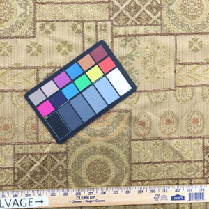 Decorative Blocks Tan / Burgundy / Orange | Upholstery / Drapery Fabric | 54" Wide | By the Yard