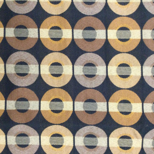 Geometric Circles in Brown and Black | Upholstery / Slipcover Fabric | 54" Wide | By the Yard