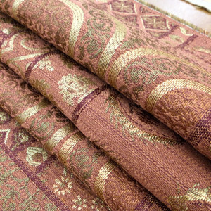 Decorative Blocks in Burgundy Red / Green / Beige | Upholstery / Drapery Fabric | 54" Wide | By the Yard