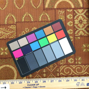 Decorative Blocks in Burgundy Red / Green / Beige | Upholstery / Drapery Fabric | 54" Wide | By the Yard