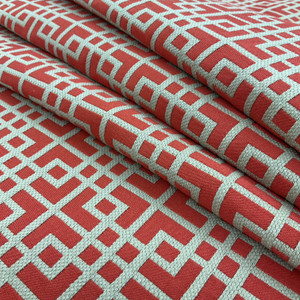Westbury in Rouge | Square Lattice in Red | Reversible Upholstery Fabric | Clarence House | 54" Wide | By the Yard