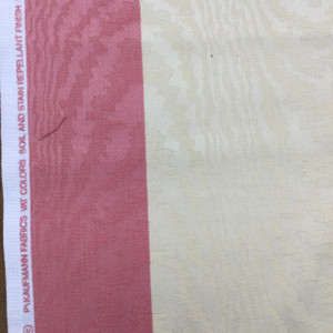 Moire Wide Stripes in Rose Pink and Soft Yellow | Home Decor / Drapery Fabric | P/Kaufmann | 54" Wide | By the Yard