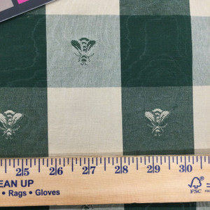 Check with Bees in Green / Tan | Home Decor / Drapery Fabric | 54" Wide | By the Yard