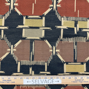 Contemporary Design in Black / Orange / Tan | Upholstery Fabric | 54" Wide | By the Yard