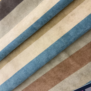 Desert Stripe Multicolor Microfiber in Tan |Taupe | Brown | Mocha | Turquoise | Plush | Mid Weight Upholstery Fabric | 54 inch Wide | By the Yard