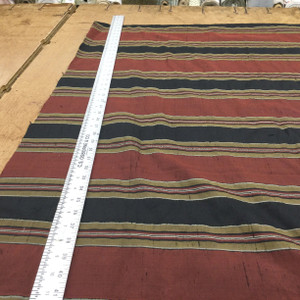 Classic Stripe Draper Taffeta Fabric in Burgundy, Black and Taupe | Drapery | Home Decor | Poly Silk | By The Yard | 54 Inch Wide