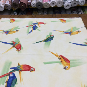 Polly Want a Cracker  in Yellow | Parrot Print Home Decor Fabric | Exclusive Screen Print | Drapery | By The Yard | 54" Wide